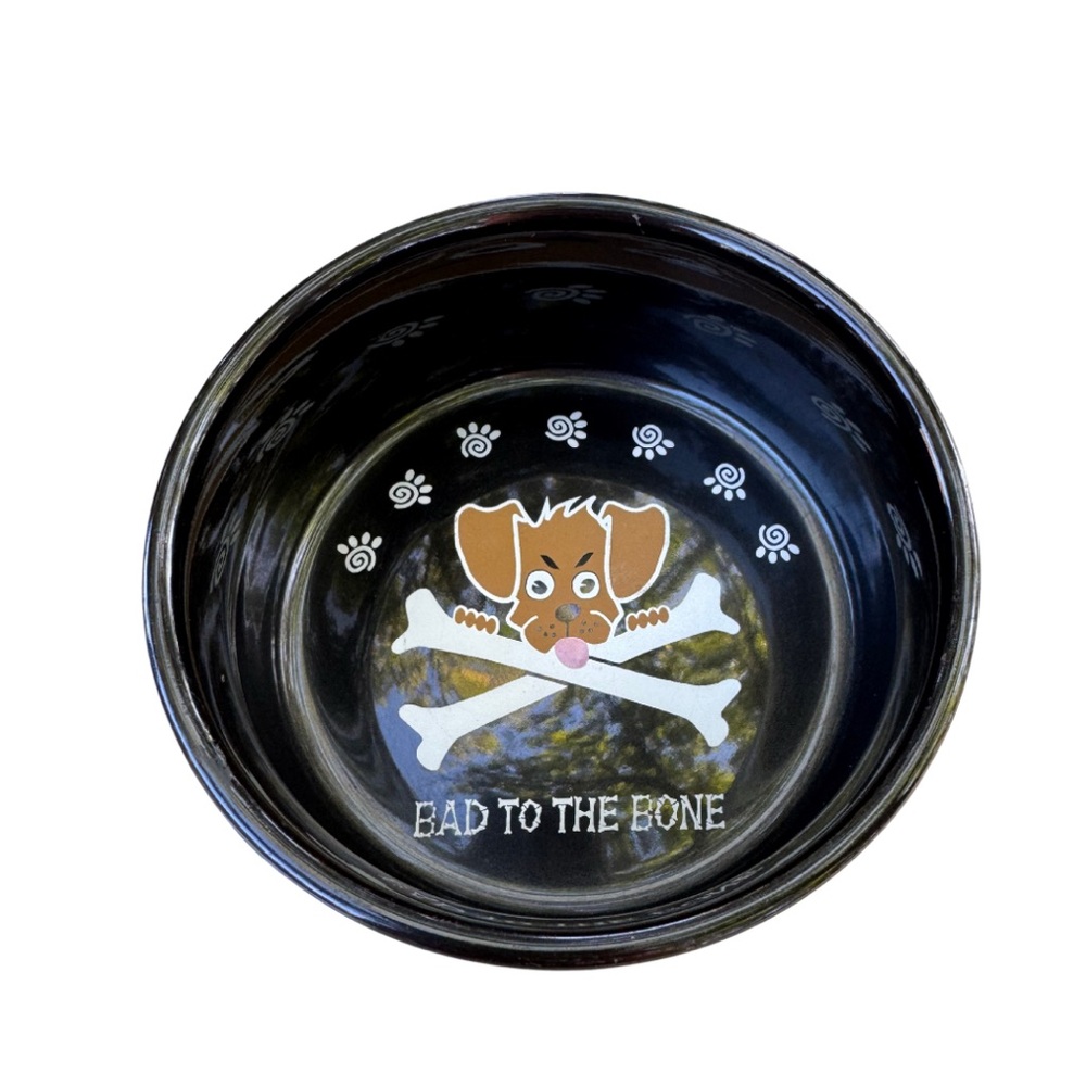 Harley-Davidson “Bad to the Bone” Ceramic Dog Bowl – New